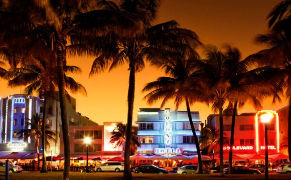 Night time view of ocean drive