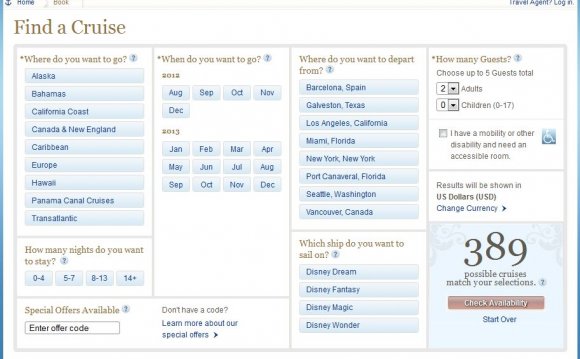 DCL Find A Cruise Search Form