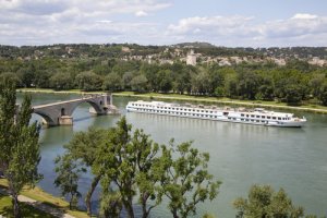 River cruise ship on the Rhone in Avignon