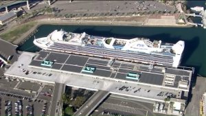 The Star Princess is seen in the Port of Los Angeles after arriving from Vancouver, Canada, on Thursday, Nov. 12, 2015. (Credit: KTLA)